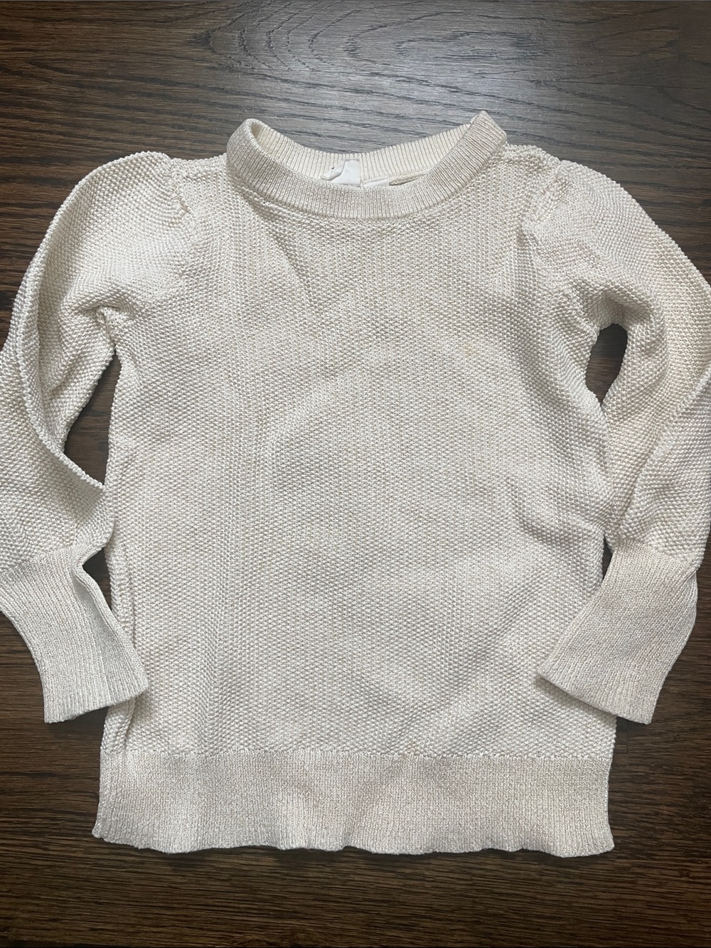 GAP Kids Light Cream and Metallic Gold Crewneck Knit Sweater - Girls